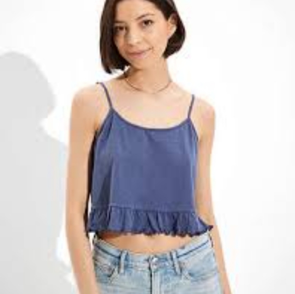 American Eagle NWT Cropped Relaxed Cami Blue Size M
